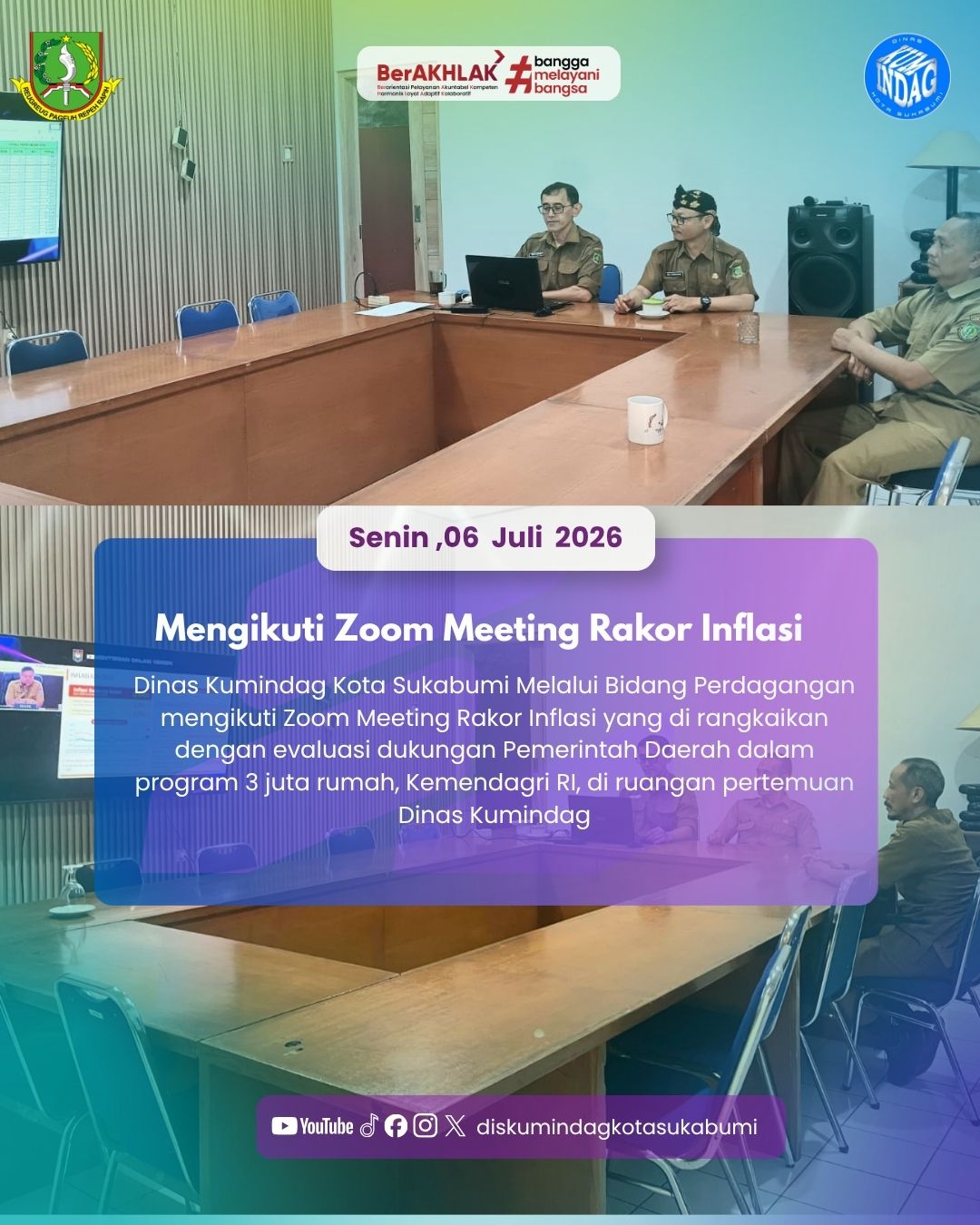 Dinas Kumindag Kota Sukabumi mengikuti Zoom Meeting Rakor Inflasi